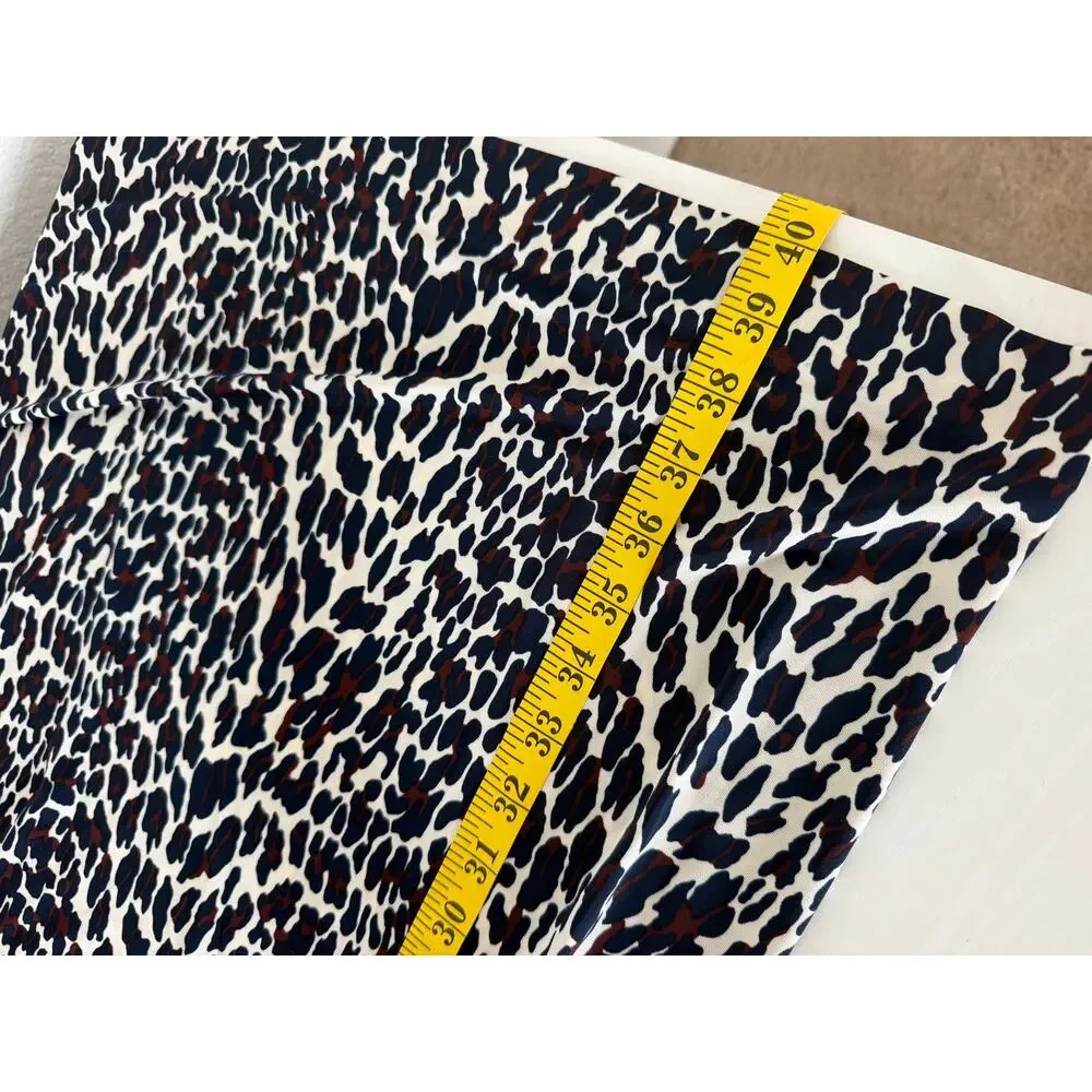 Tory Burch Cheetah Print Ruched Front Waist Dress Size XLNavy Brown Workwear